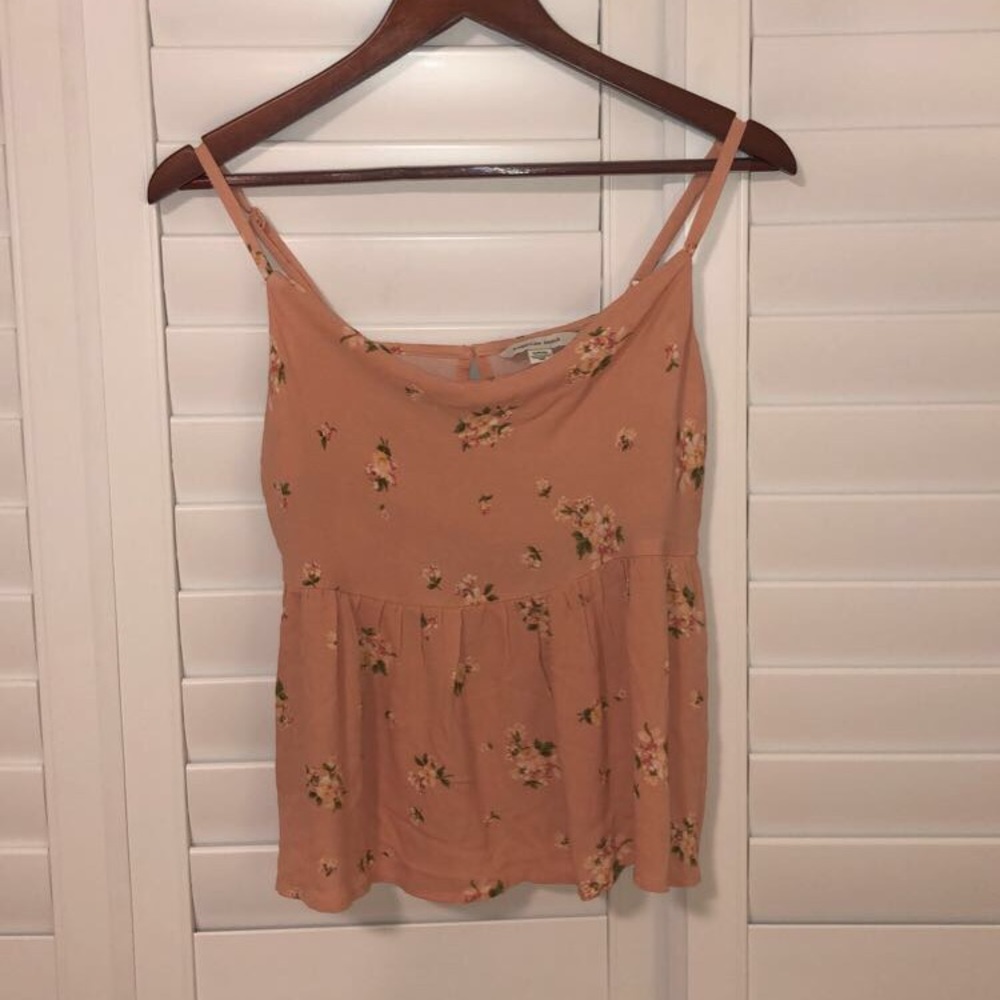 American Eagle Floral Cowl Neck Babydoll Top